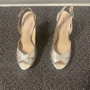 ANTONIO MELANI Metallic Peep-Toe Heels